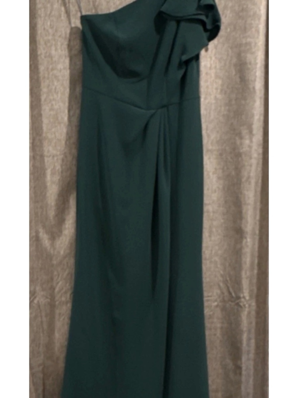 White by Vera Wang One-Shoulder Dress with leg slit.